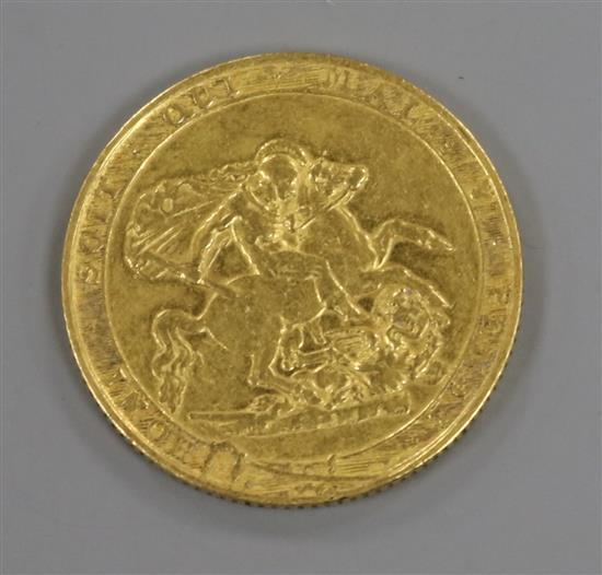 A George III gold sovereign, 1817, edge nick otherwise F.